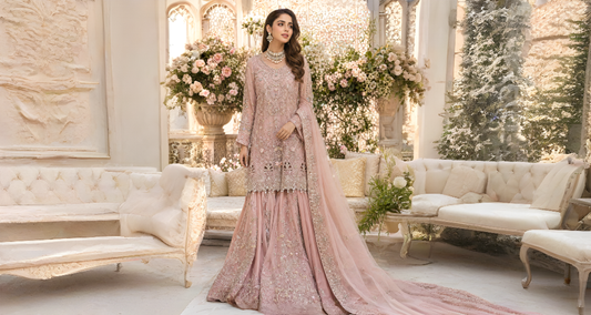 Miraam Nooré Royale luxury Pakistani wedding formals collection featuring silk couture silhouettes and ceremonial occasion wear